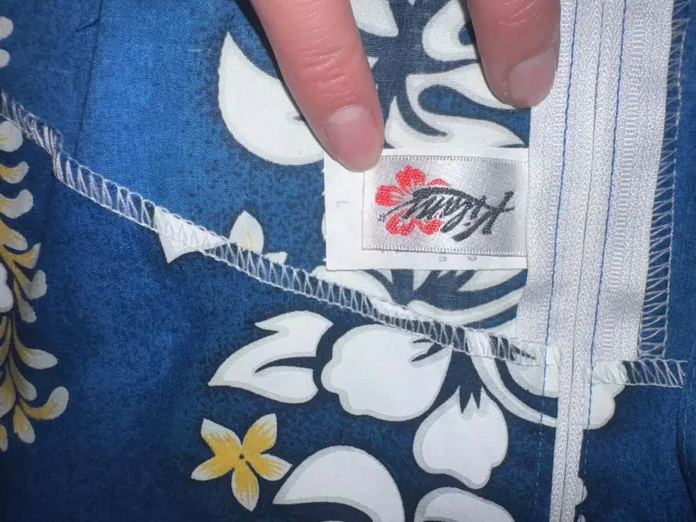 Vintage Kilani Hawaiian Blue Hibiscus Floral 100%‎ cotton  Dress  vacation